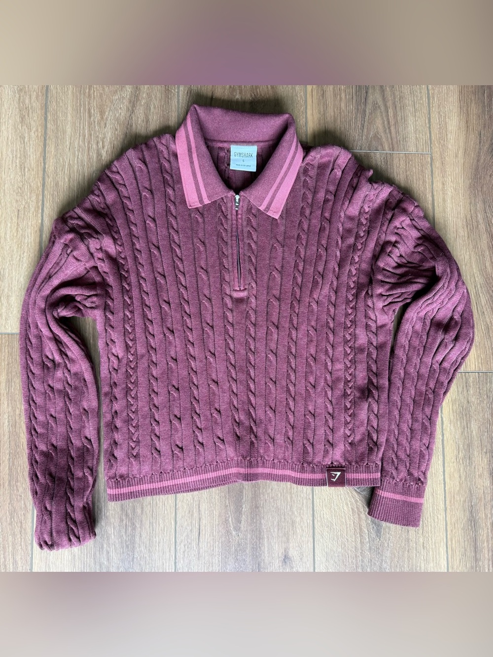 Gymshark Rest Day Cable Knit Pullover Red 1/4 Zip Polo Women’s S